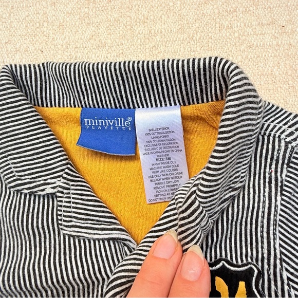 Miniville Playette Navy Striped Baby Kids Patch Jacket Blazer 3M - Picture 2 of 4